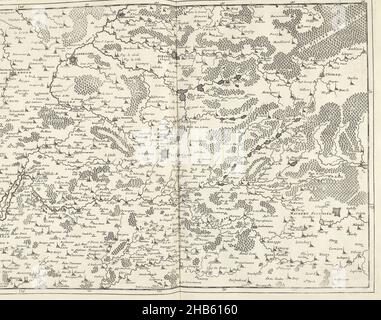 Mappa della Francia settentrionale, 1712, carte particuliere des environs d'Avesnes, Landrecy, la Capelle, Guise, ecc. (titolo in oggetto), Mappa della Francia settentrionale con le città di Avesnes, Landrecies, la Capelle e Guise, 1712. Parte di una raccolta di piani di battaglie e città rinomate nella Guerra di successione spagnola. Questa targa è tra le prime 24 lastre che compongono una mappa molto grande dei Paesi Bassi meridionali., tipografia: Jacobus Harrewijn (attribuito a), editore: Eugene Henry Fricx (menzionato su oggetto), Bruxelles, 1712, carta, incisione, incisione, altezza 440 mm x larghezza 550 mm Foto Stock