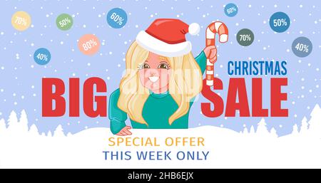 Grande vendita di Natale modello banner offerta speciale Illustrazione Vettoriale