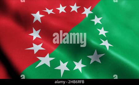 3D Illustrazione di una bandiera sventolante di David della città di Panama Foto Stock