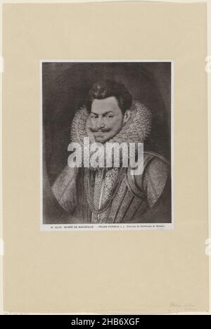 Ritratto di Filippo Guglielmo, Principe d'Orange, Ritratto di Filippo Guglielmo. Nel margine inferiore il suo nome e titolo., anonimo, dopo: Frans Pourbus (II) (citato in oggetto), Paesi Bassi, 1850 - 1930, supporto fotografico, altezza 266 mm x larghezza 211 mm Foto Stock