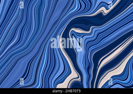 Arte fluida inchiostro di marmo colorato. Blu marmo motivo trama sfondo astratto. Può essere utilizzato per sfondo o carta da parati, Flow ink Foto Stock
