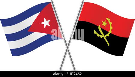 Bandiere di Angola e Cuba. Illustrazione vettoriale. Illustrazione Vettoriale