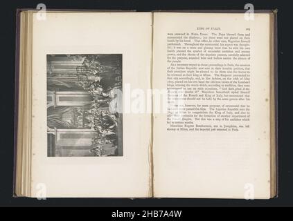 Fotoreproduzione di una stampa raffigurante l'incoronazione di Napoleone Bonaparte e Josephine come imperatore e imperatrice nella cattedrale la Notre-Dame a Parigi, INCORONAZIONE DI NAPOLEONE E JOSEPHINE A NOTRE-DAME., anonimo, anonimo, c.. 1880 - prima del 1891, supporto fotografico, stampa in argento gelatina, altezza 115 mm x larghezza 85 mm Foto Stock