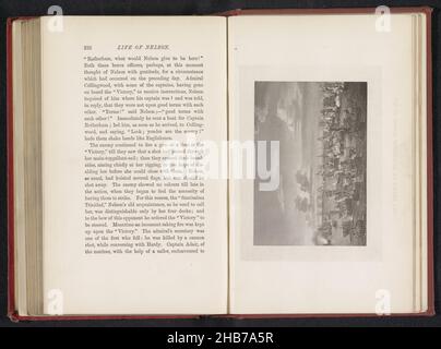 Fotoreproduzione di una stampa della Battaglia di Trafalgar il 21 ottobre 1805, la Battaglia di Trafalgar, 21 ottobre 1805, creatore: anonimo, anonimo, c.. 1877 - pollici o prima del 1887, carta, altezza 80 mm x larghezza 116 mm Foto Stock
