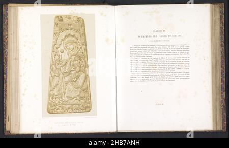 Rilievo sull'avorio, che rappresenta l'adorazione dei re, l'adorazione delle età, scultura in avorio et sur os (titolo della serie), Berthier, (menzionato sull'oggetto), tipografo: Joseph Rose Lemercier, (menzionato sull'oggetto), Parigi, c.. 1859 - pollici o prima del 1864, carta, altezza 254 mm x larghezza 134 mm Foto Stock