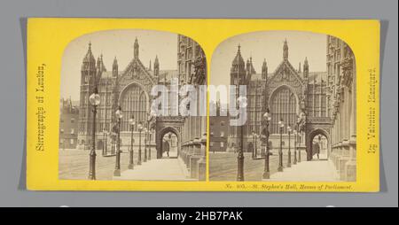 Parte dell'esterno del Palazzo di Westminster, St. Stephen's Hall, Houses of Parliament. (Titolo in oggetto), Valentine Blanchard (menzionato in oggetto), Londra, c.. 1850 - c. 1880, cartone, stampa albume, altezza 85 mm x larghezza 170 mm Foto Stock