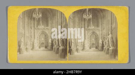 St Stephen's Hall nel Palazzo di Westminster, St Stephen's Hall (titolo sull'oggetto), le British Houses of Parliament (titolo della serie sull'oggetto), anonimo, Houses of Parliament, c.. 1850 - c. 1880, cartone, stampa albume, altezza 85 mm x larghezza 170 mm Foto Stock