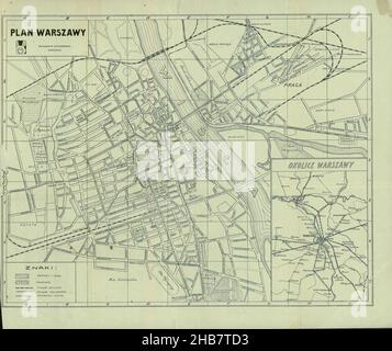 Warsaw Plan, Varsavia Mappa, Varsavia Stampa, Piano di Varsavia, Poster di Varsavia, Vecchio piano di Varsavia, Poster di Varsavia retro, Varsavia Download Foto Stock