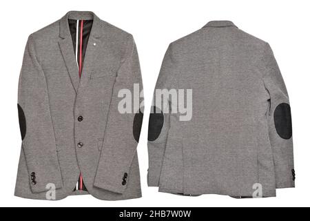 Blazer in cotone grigio isolato su sfondo bianco con Clipping Path Foto Stock