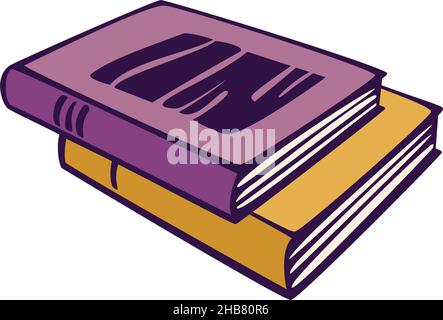 Illustrazione vettoriale con pila di libri. Libri disegnati a mano. Illustrazione Vettoriale