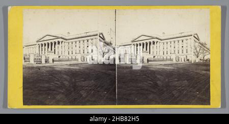 Treasury Building, Washington D.C.The Treasury Buildings, da Pennsylvania Avenue (titolo sull'oggetto), Washington City views (titolo della serie sull'oggetto), anonimo, editore: E. & H.T. Anthony & Co. (Menzionato sull'oggetto), Washington D.C., editore: New York (città), 1864 - 1866, cartone, carta, stampa albume, altezza 82 mm x larghezza 171 mm Foto Stock