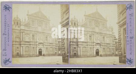 Facciata della vecchia chiesa gesuita di San Carlo Borromeo ad Anversa, Anvers, la facade de l'église Saint-Charles, ancienne église des Jésuites (titolo sull'oggetto), la Belgique pittoresque et monumentale, vedute del Belgio (titolo della serie sull'oggetto), Jules Hippolyte Queval (menzionato sull'oggetto), Anversa, 1866 - 1870, cartone, carta, stampa albume, altezza 87 mm x larghezza 174 mm Foto Stock