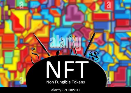 Illustrazione del concetto di token non fungibile FFT Foto Stock
