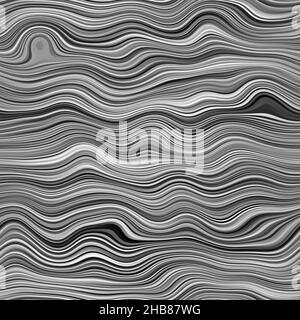 Strisce monocromatiche ondulate senza cuciture disegno di superficie per lo sfondo o la stampa. Illustrazione di alta qualità. Linee di forma d'onda parametriche con rendering digitale. Foto Stock