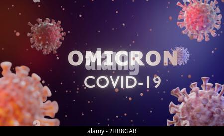 Covid-19 Omicron social banner. 3D illustrazione Foto Stock