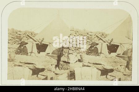 Tenda e telescopio sul monte Guajara, Tenerife, scena di tenda del monte Guajara, 8903 piedi di altezza (titolo sull'oggetto), Charles Piazzi Smyth (menzionato sull'oggetto), stampante: Arthur James Melhuish (menzionato sull'oggetto), Guajara, editore: Londra, 1856 - 1858, carta, stampa albume, altezza 66 mm x larghezza 119 mm Foto Stock