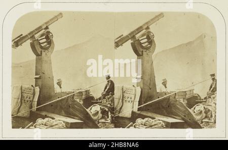 Telescopio sul Monte Guajara, Tenerife, telescopio Sheepshanks eretto per la prima volta sul Monte Guajara, il picco di tenero in lontananza (titolo su oggetto), Charles Piazzi Smyth (menzionato su oggetto), stampante: Arthur James Melhuish (menzionato su oggetto), Guajara, editore: Londra, 1856 - 1858, carta, stampa albume, altezza 67 mm x larghezza 119 mm Foto Stock