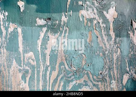 Primo piano di legno turchese peeling Foto Stock