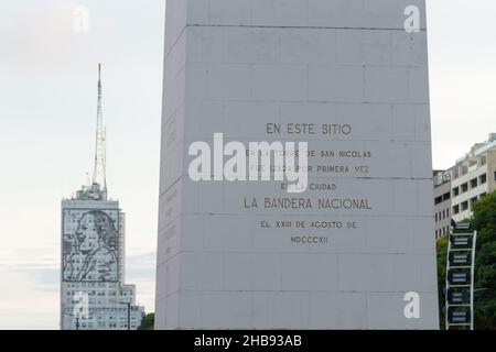 BUENOS AIRES, ARGENTINA - 29 NOVEMBRE 2018: Vista obelisco Buenos Aires durante la manifestazione del G20 2018. Argentina punto di riferimento Foto Stock