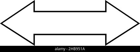 Illustrazione vettoriale della freccia bianca e nera con doppia direzione, destra e sinistra Illustrazione Vettoriale