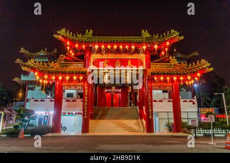 Vista notturna del Tempio di Thean Hou a Kuala Lumpur, Malesia. Foto Stock