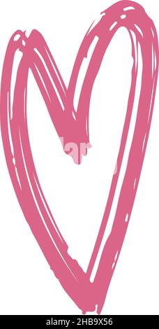 cuore disegnato a mano rosa Illustrazione Vettoriale