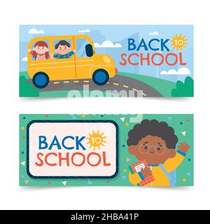 set di banner per illustrazioni vettoriali per scuole posteriori Illustrazione Vettoriale