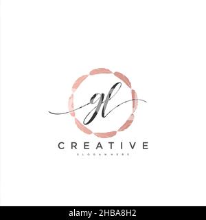 GL calligrafia iniziale minimalista modello di logo geometrico arte vettoriale, Logo per la bellezza d'affari, la moda e altre opere d'arte Illustrazione Vettoriale