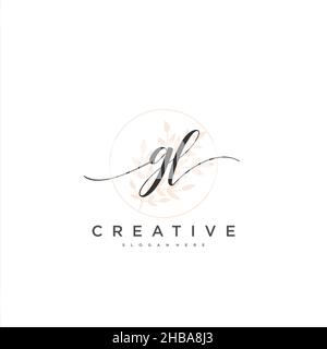 GL calligrafia iniziale minimalista modello di logo geometrico arte vettoriale, Logo per la bellezza d'affari, la moda e altre opere d'arte Illustrazione Vettoriale