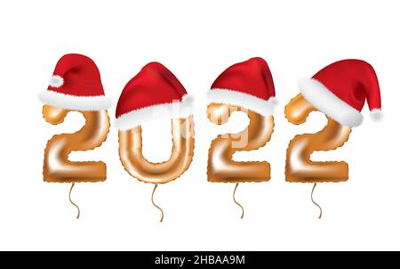 2022 palloncino in lamina d'oro. vettore Illustrazione Vettoriale