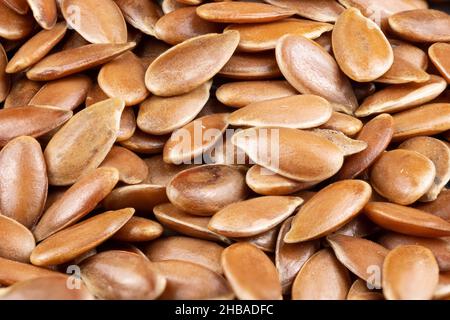 Macro di vere spezie e semi commestibili: Dettagli di flex / linseed (Linum usitatissimum) completa immagine nitida attraverso l'impilamento di foto Foto Stock