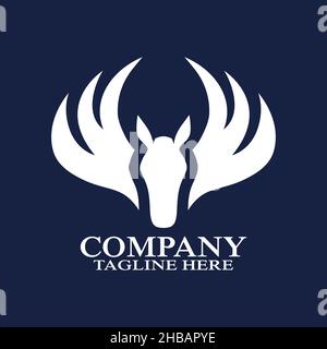 Logo pegasus cavallo semplice e moderno. Illustrazione vettoriale Illustrazione Vettoriale