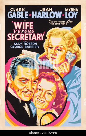 CLARK GABLE, MYRNA LOY E JEAN HARLOW IN MOGLIE VS. SEGRETARIO (1936), diretto da CLARENCE BROWN. Credit: Metro-Goldwyn-Mayer (MGM) / Album Foto Stock
