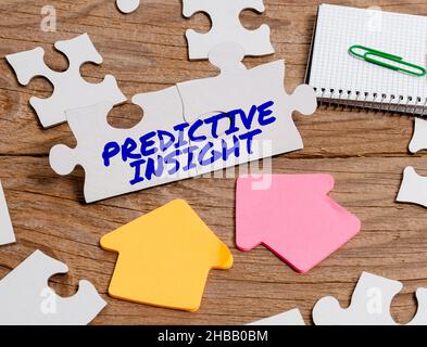 Scrittura visualizzazione del testo analisi predittiva. Parola scritta su Proactive Fault Management System un Early Detection Building un Jigsaw bianco incompiuto Foto Stock