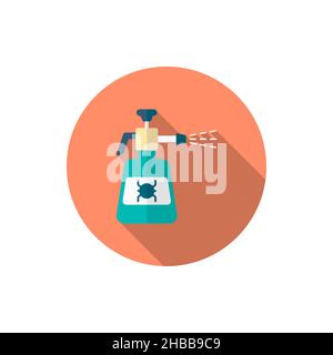 Pesticidi vettore icona simbolo, disegno piatto, ombra lunga Illustrazione Vettoriale