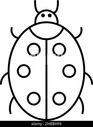 Ladybug Beetle contorno icona vettore Illustrazione Vettoriale