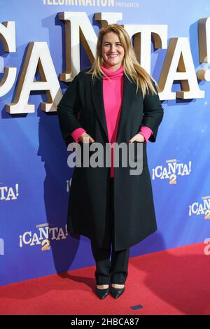 Madrid, Spagna. 18th Dic 2021. Carlota Corredera partecipa alla prima 'Canta 2' al Capitol Cinema. (Foto di Atilano Garcia/SOPA Images/Sipa USA) Credit: Sipa USA/Alamy Live News Foto Stock