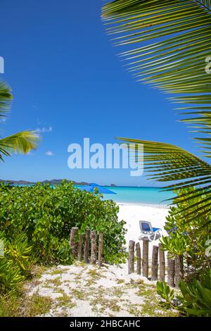 Spiaggia famosa Anse Volbert (Cote d'Or) sull'isola di Praslin, Seychelles Foto Stock