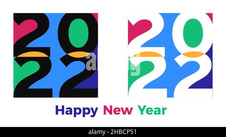Set di design di poster minimalisti moderni, concetto di 2022 modelli Felice Anno Nuovo. con tipografia, banner e social media Illustrazione Vettoriale