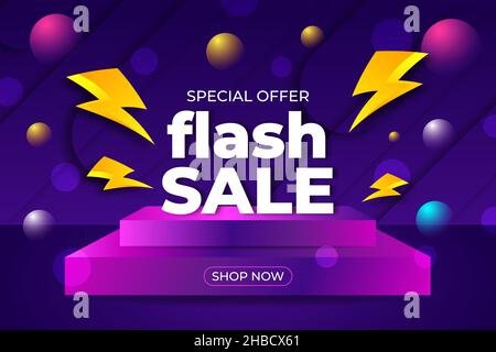 Moderna vendita flash gradiente con disegno astratto blu e viola Illustrazione Vettoriale