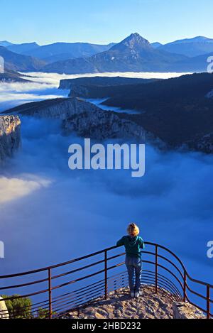 Alpes de Haute Provence (04) la Palud sur Verdon, Route des Cretes, le belvedere de la Dent d'Aire, parc Naturel Regional du Verdon Foto Stock