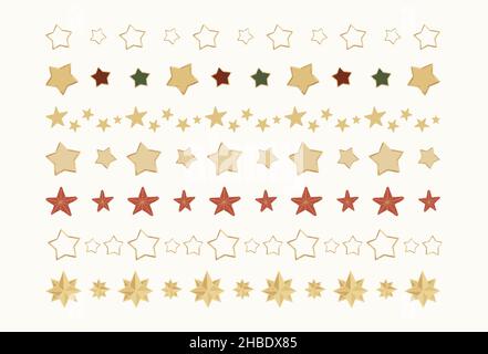 Set di divisori disegnati a mano dalle stelle del Natale dorato Illustrazione Vettoriale