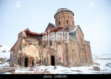 Kars,Turchia - 01/28/2016: Rovine ANI, Ani è una città armena medievale in rovina e disabitata situata nella provincia turca di Kars Foto Stock