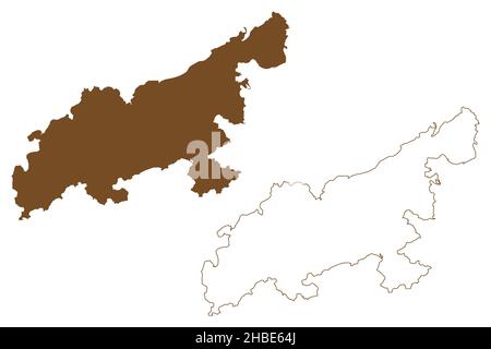 Isola di Lantau (Hong Kong Special Administrative Region of the People's Republic of China, HKSAR) illustrazione vettoriale mappa, schizza schizzo Lantao o la Illustrazione Vettoriale