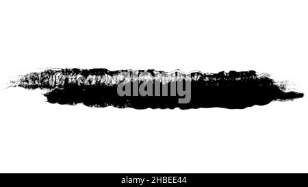 Abstract inchiostro nero tratti di pennello dipinti a mano su sfondo bianco. Singolo tratto di pennello verniciato da sinistra a destra, monocromatico. Foto Stock