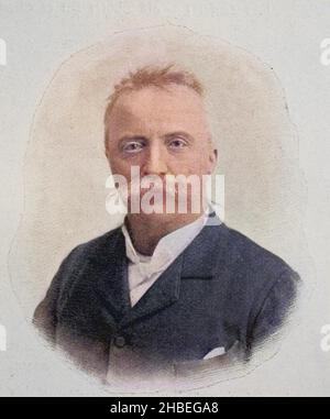 Felice Cavallotti, 1842 - 1898, politico italiano, poeta e drammaturgo, Italia, stampa originale dell'anno 1899 / Felice Cavallot, ein italienischer Politiker, giornalista, Schriftsteller und Übersetzer, historiisch, Storico, digitale riproduzione migliorata di un originale del 19 ° secolo / digitale Reproduktion einer Originalvollage aus dem 19. Jahrhundert, Originaldatum nicht bekannt, koloriert, handcoloriert, Koloration, Foto Stock