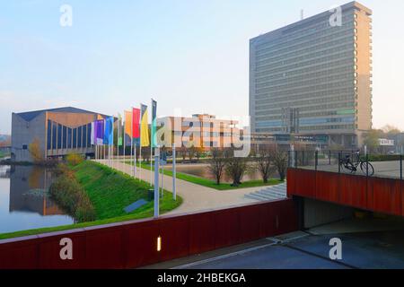 ROTTERDAM, PAESI BASSI -12 NOV 2021- Vista dell'Università Erasmus di Rotterdam, Paesi Bassi. Foto Stock