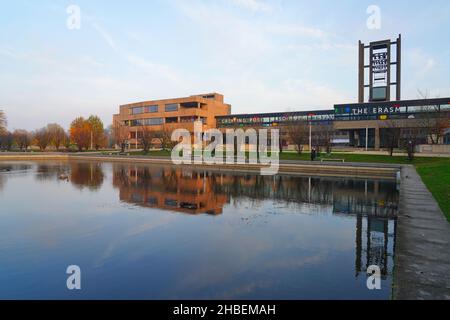 ROTTERDAM, PAESI BASSI -12 NOV 2021- Vista dell'Università Erasmus di Rotterdam, Paesi Bassi. Foto Stock