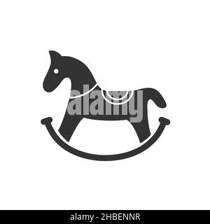 Icona del vettore cavallo a dondolo giocattolo isolato su sfondo bianco Illustrazione Vettoriale