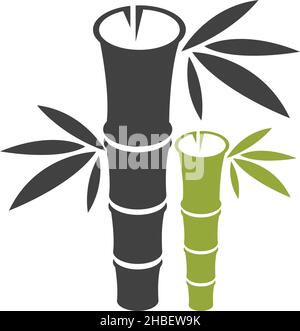 Bambù albero logo icona disegno modello vettoriale Illustrazione Vettoriale